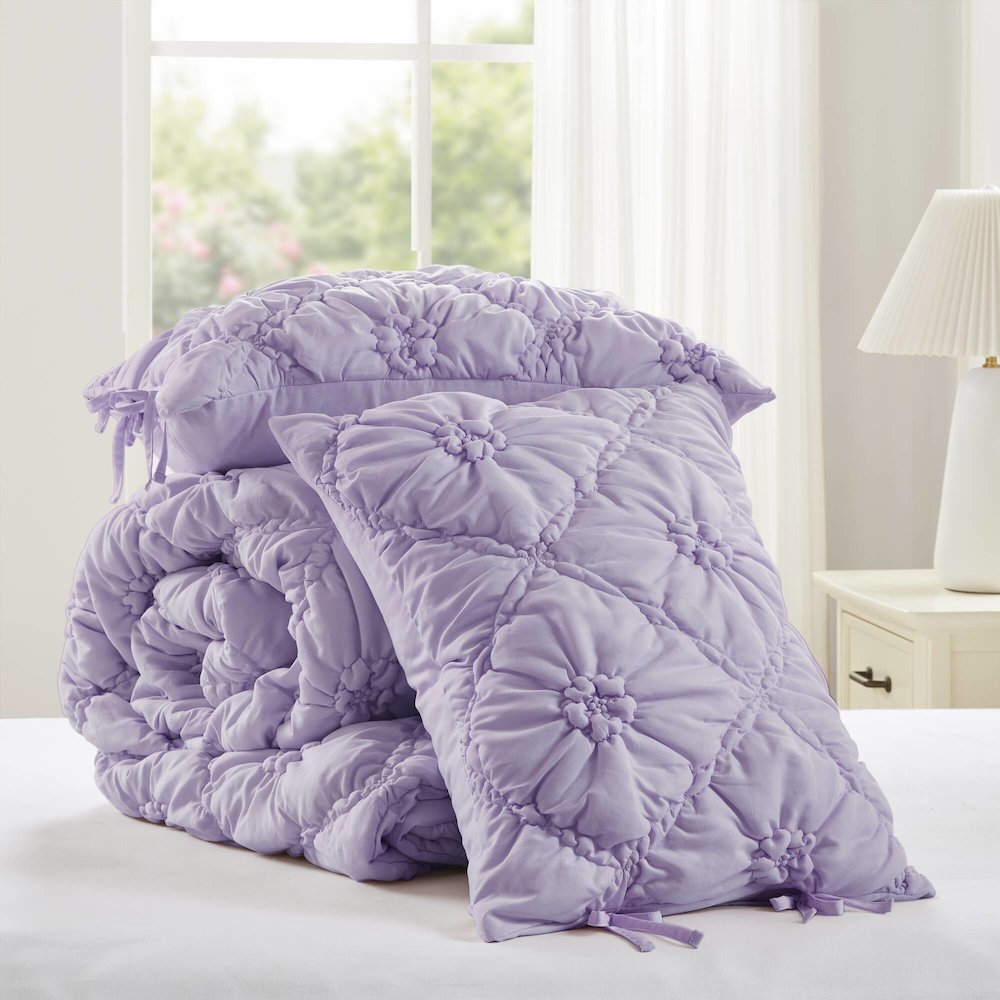 Lily 3PCS Comforter Set, Purple color