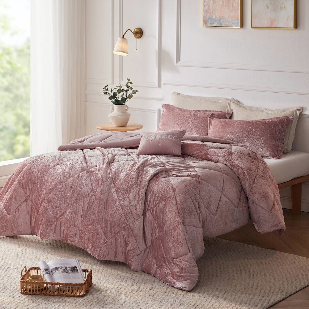 Felicia Velvet Comforter Set with Throw Pillow