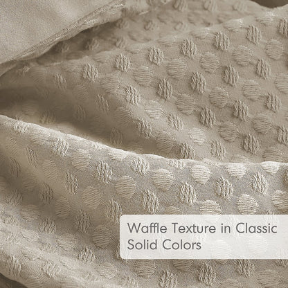 Mina Waffle Weave Textured Duvet Cover Set, Neutral color