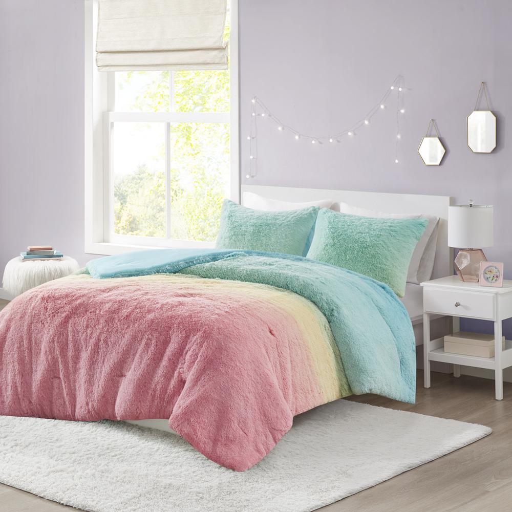 Ombre Shaggy Faux Fur Comforter Set