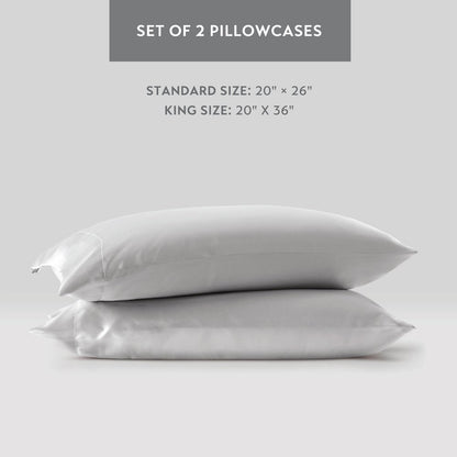 Satin Luxury 2 PC Pillowcases, Light Grey color
