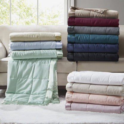Windom Lightweight Down Alternative Blanket with Satin Trim in Black