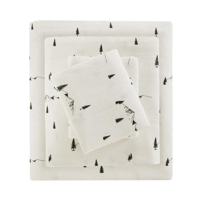 Cotton Flannel Sheet Set, Black Pine Trees color