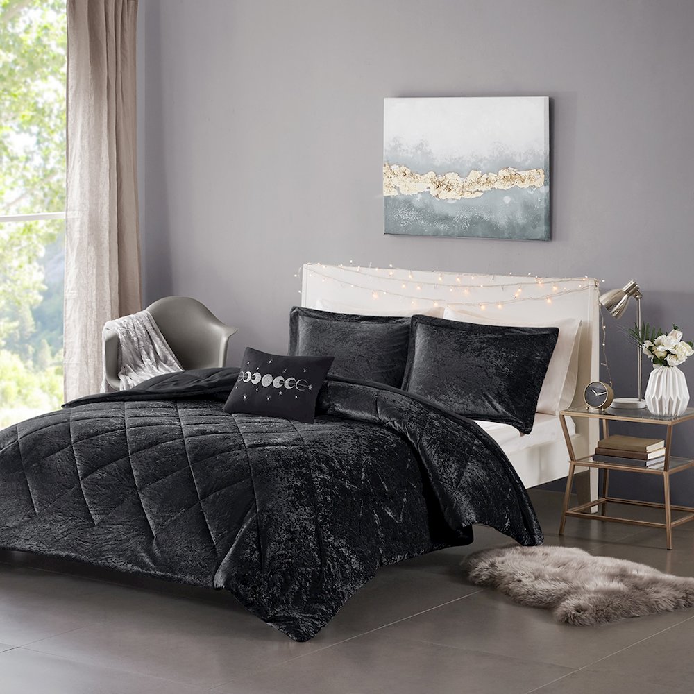 Velvet Duvet Cover Set with Throw Pillow