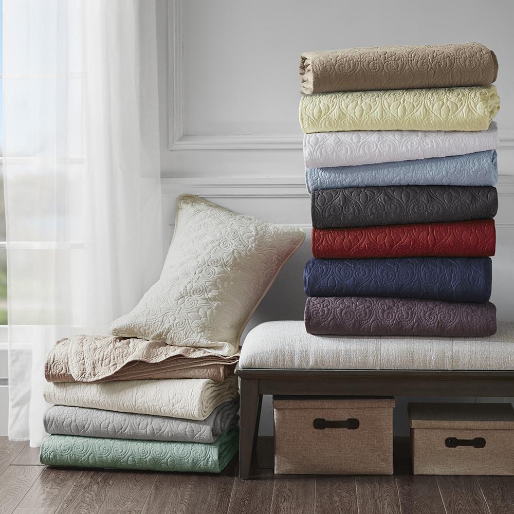 Quebec 3 Piece Reversible Bedspread Set, Seafoam color