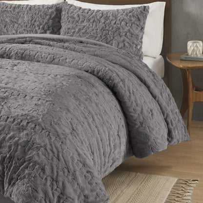 Ruched Fur Down Alternative Comforter Set