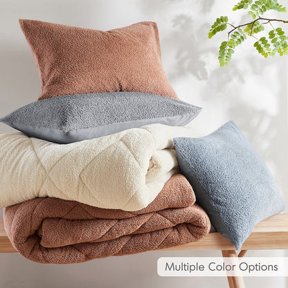 Double Diamond Quilted Teddy Comforter Set
