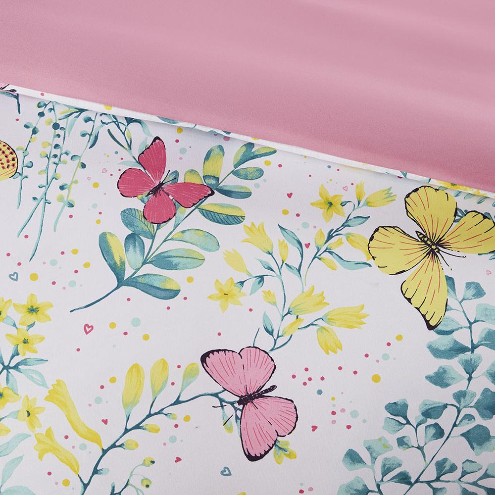 Cynthia Printed Butterfly Comforter Set, Pink color