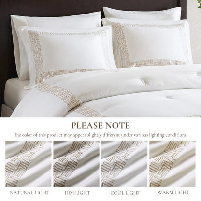 4 Piece Cotton Sateen With Embroidery Oversized Comforter Set