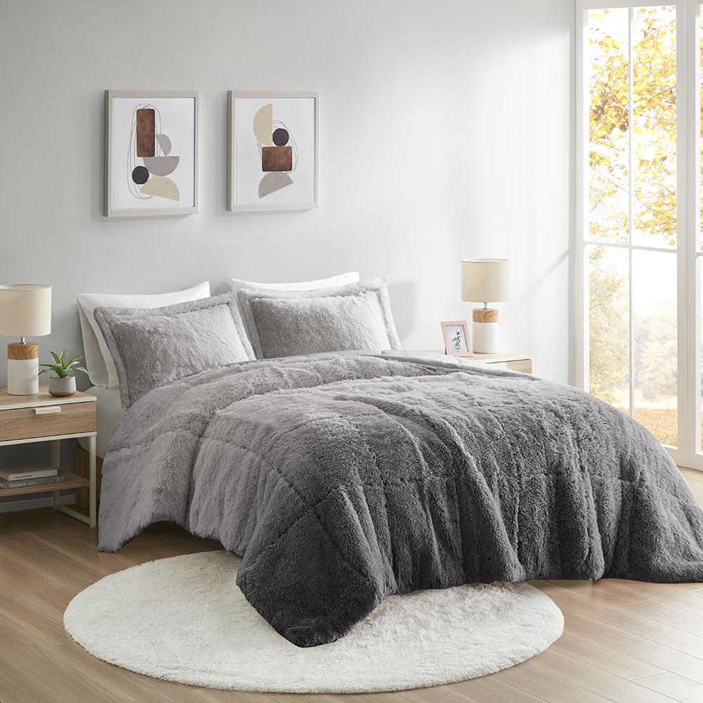 Ombre Shaggy Long Fur Comforter Mini Set