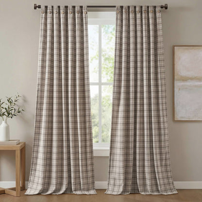 Anaheim Plaid Rod Pocket and Back Tab Curtain Panel with Fleece Lining