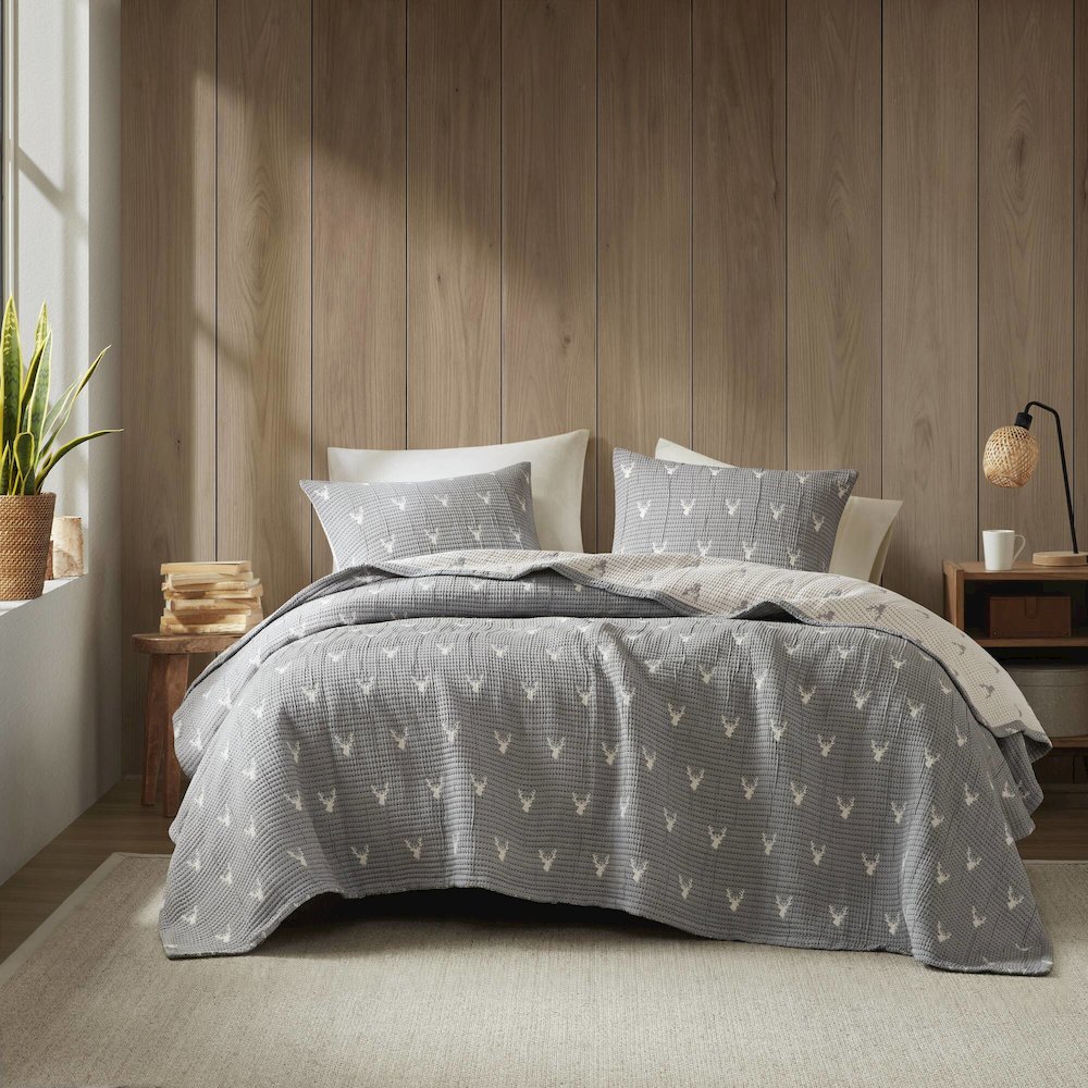 Keystone Coverlet Set, Grey color