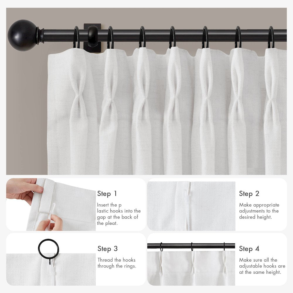 Emery 300gsm poly linen with 7 pinch pleat per pc