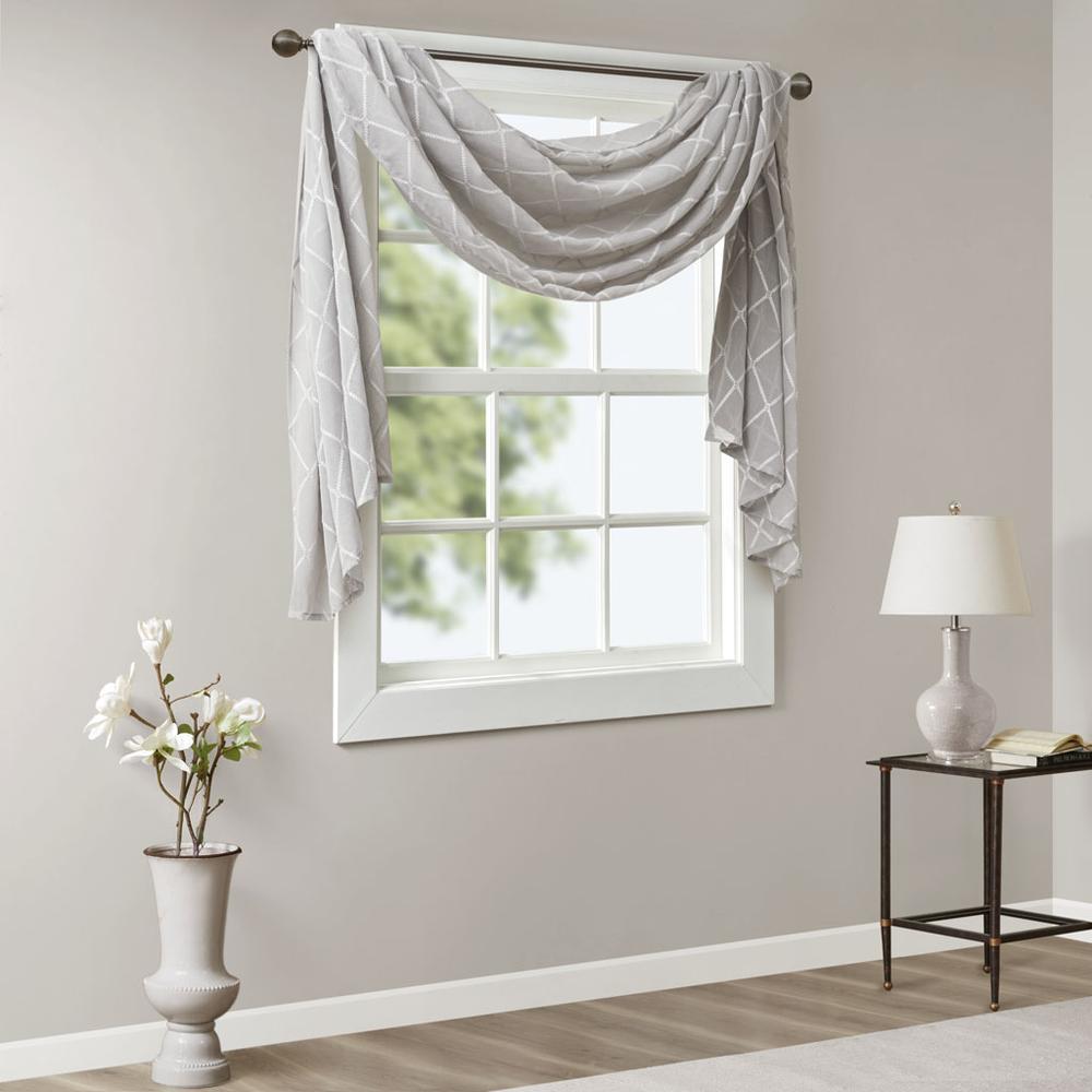 Diamond Sheer Embroidered Window Scarf
