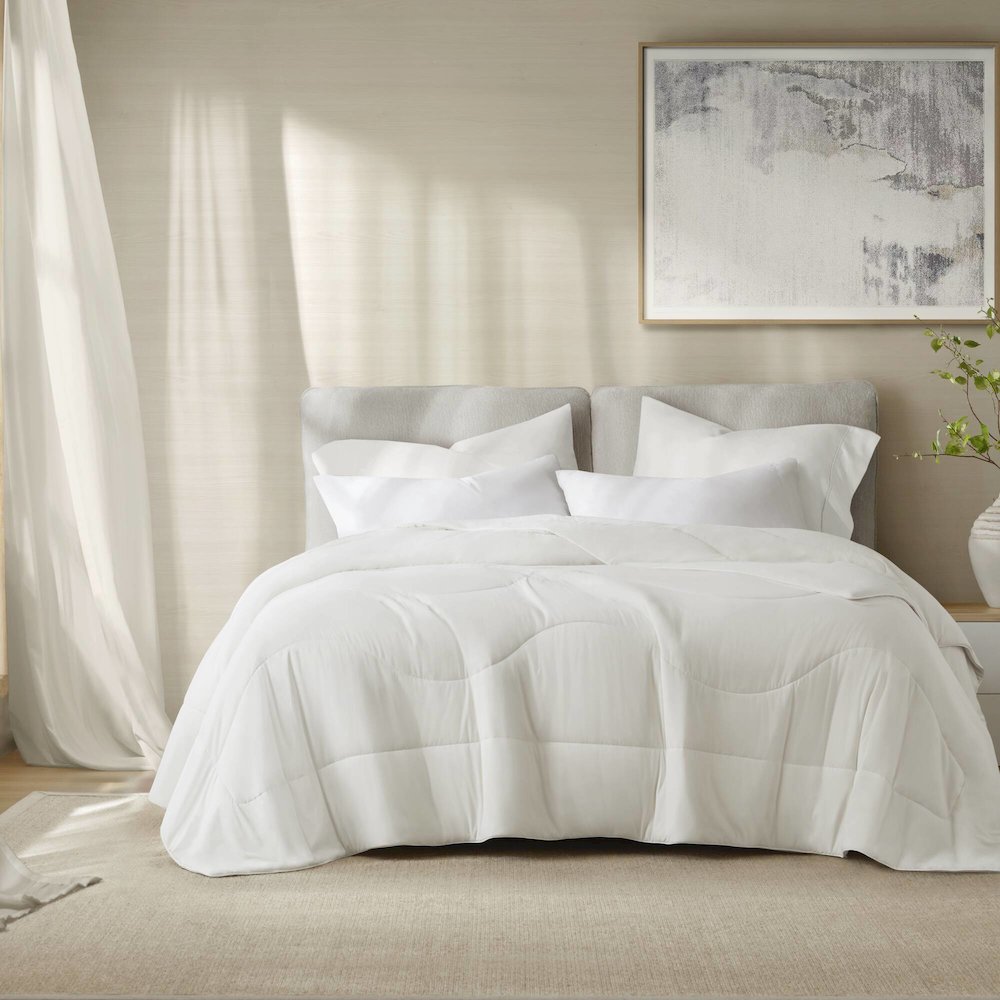 Reversible Tencel Comforter Blanket, White color