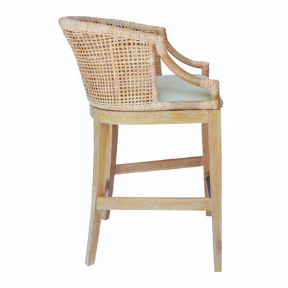 Handcrafted Rattan Counter Stool 25" H