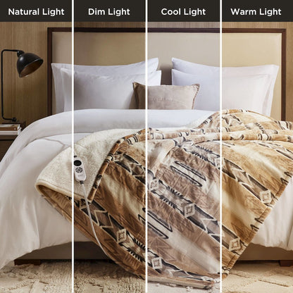 Print Plush to Sherpa Heated Throw