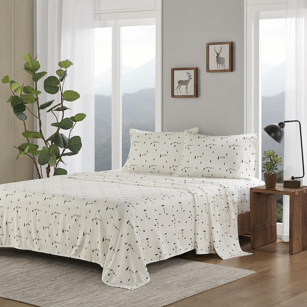Cotton Flannel Sheet Set, Black Pine Trees color