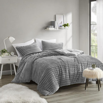 2 Piece Corded Plush Comforter Set
