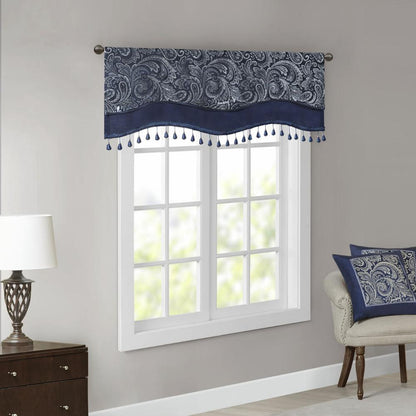 Jacquard Window Rod Pocket Valance With Beads