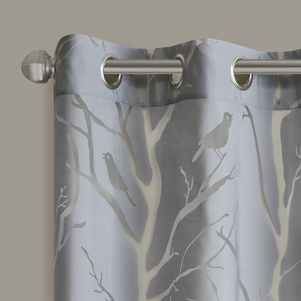 Grommet Top Sheer Bird on Branches Burnout Window Curtain