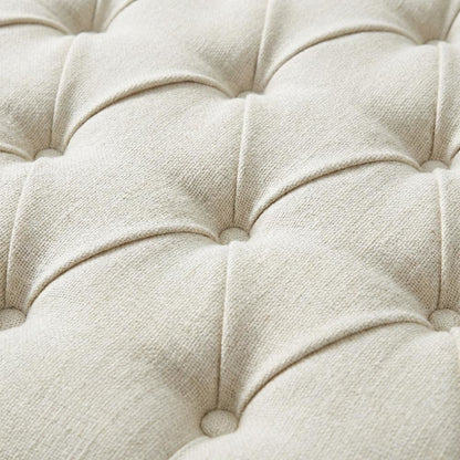 Beige Upholstery Headboard with Plywood Frame and Metal Legs Design