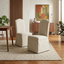 Beige Dining Chairs Set of 2 with Slipcovers, Upholstered Dining Chairs