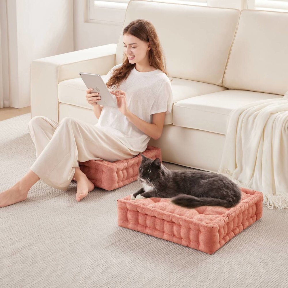 Azza Poly Chenille Square Floor Pillow Cushion Compress Pack