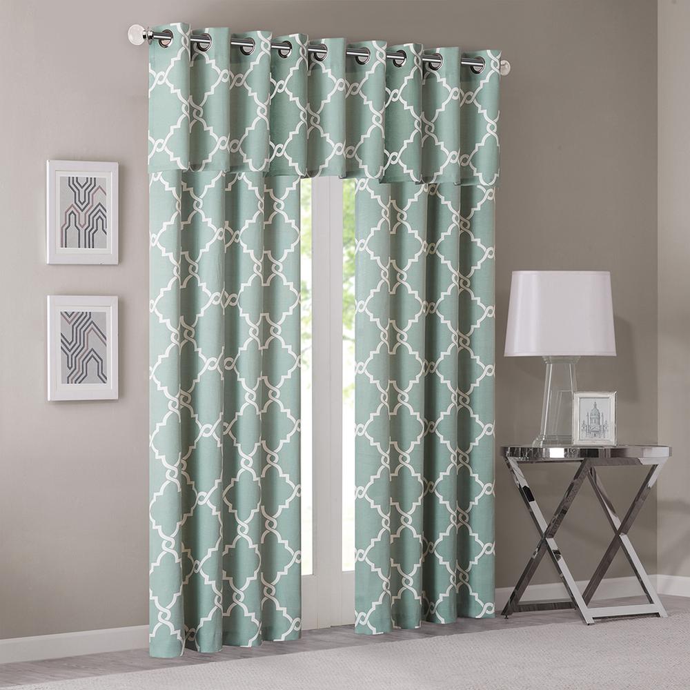 Fretwork Print Grommet Top Window Valance