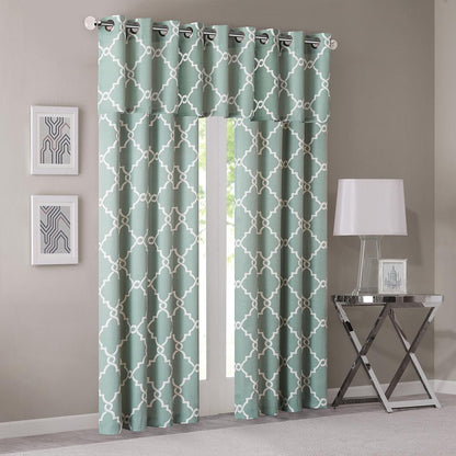 Fretwork Print Grommet Top Window Valance