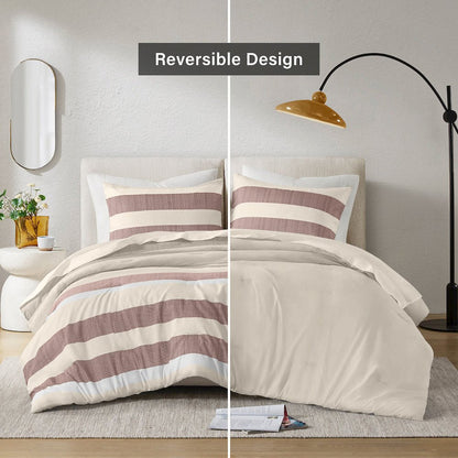 Blais Stripe Textured Print Comforter Set