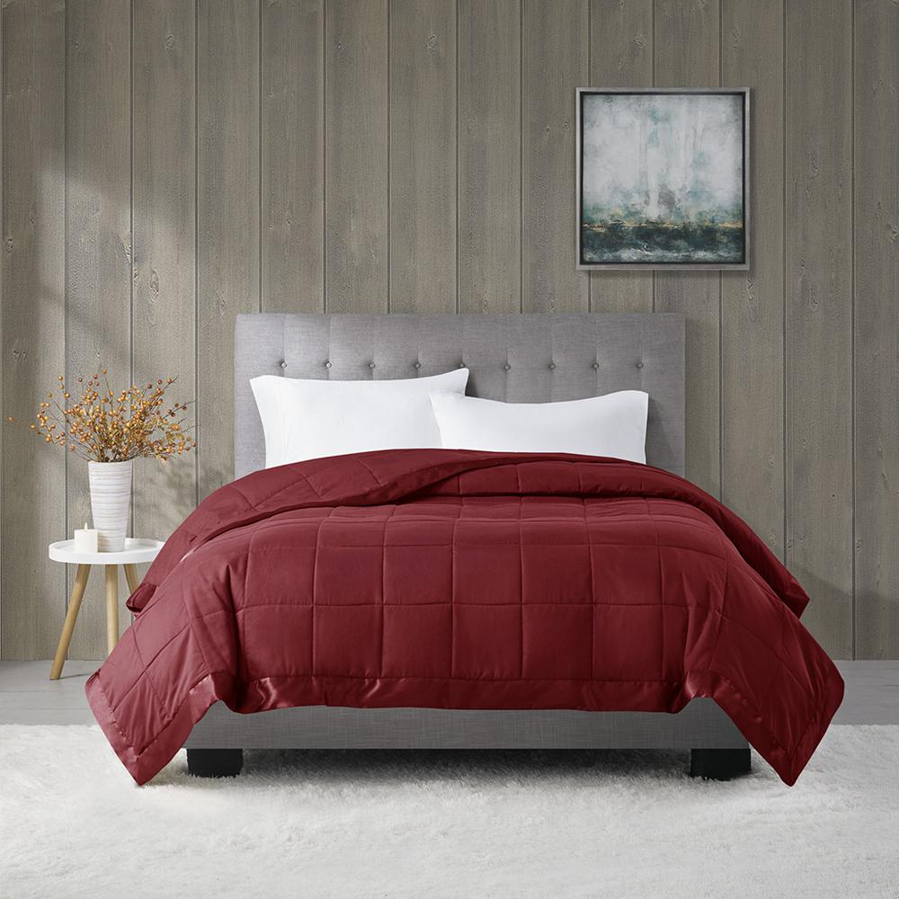 Lightweight Down Alternative Blanket with Satin Trim