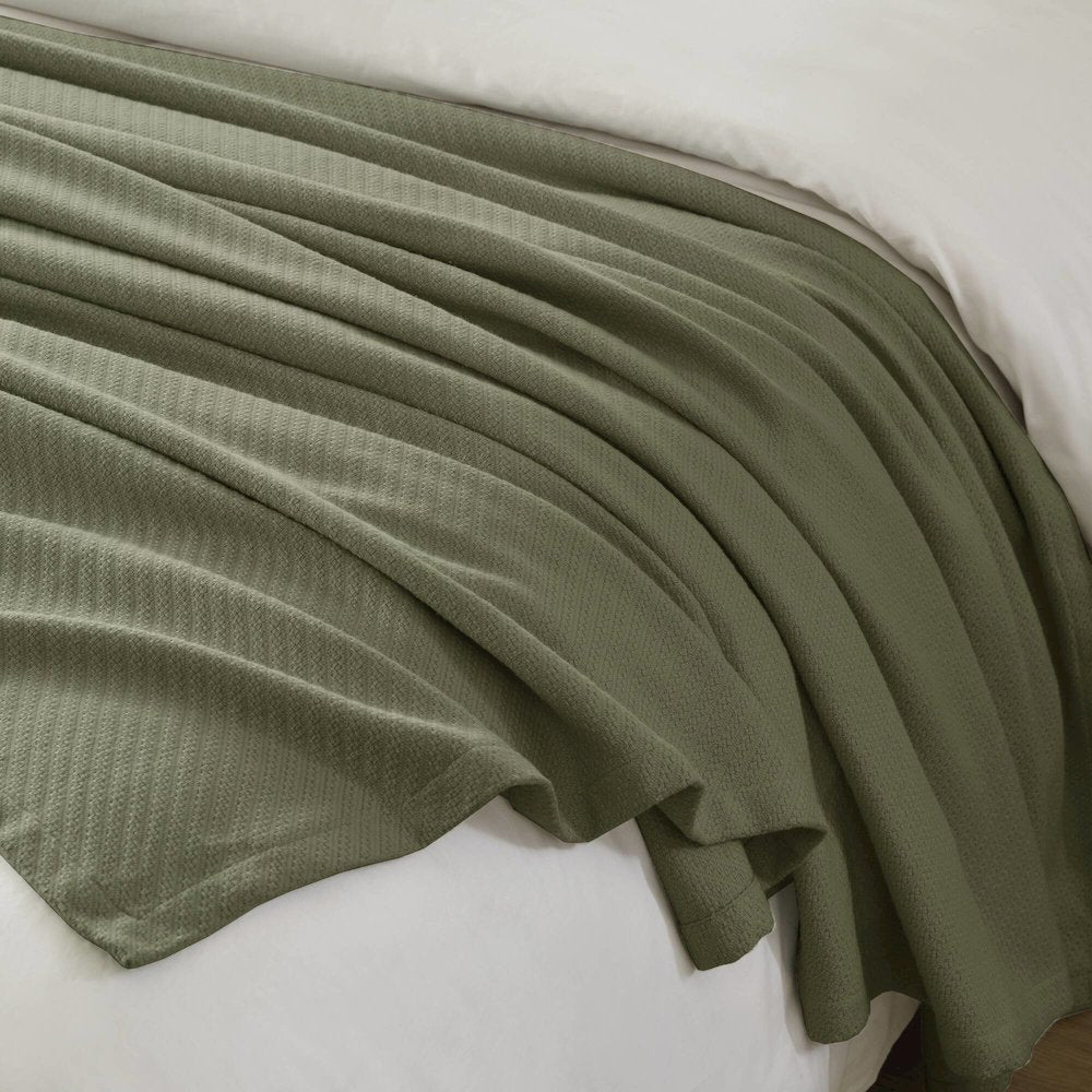 Liquid Cotton Blanket, Olive Green color