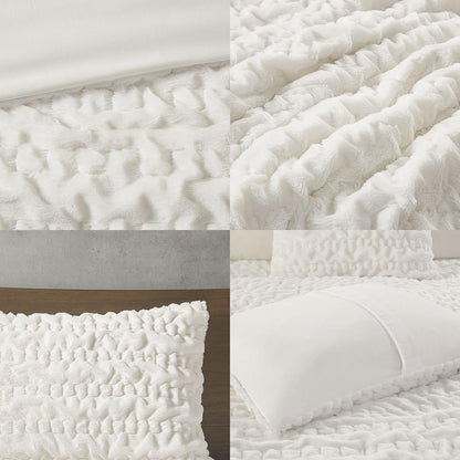 Ruched Fur Down Alternative Comforter Set
