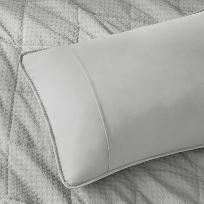 Mina Waffle Weave Textured Quilt Set, Gray color