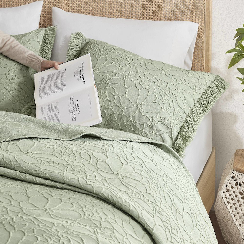 Willow 3PCS Bedspread Set, Sage color