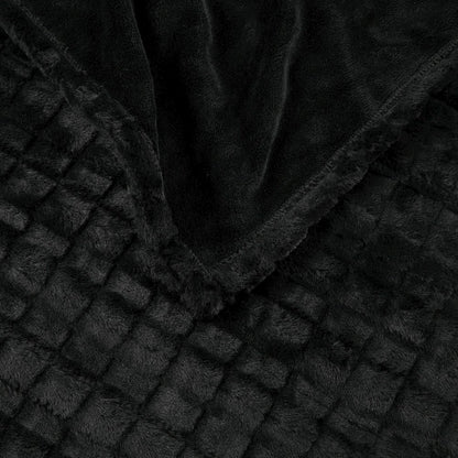 Zuri Oversized Faux Fur Heated Throw in Black Texture