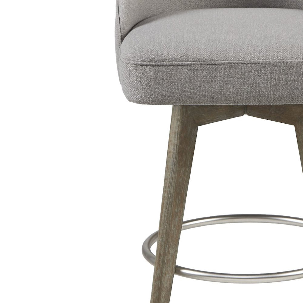 Pearce Swivel Upholstered Counter Stool with Solid Wood Legs & Metal Footrest