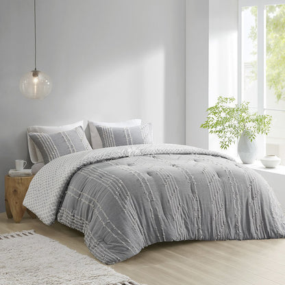 3 Piece Cotton Jacquard Comforter Set