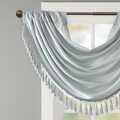 Faux Silk Waterfall Embellished Valance