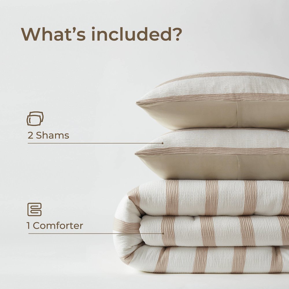 Merritt Yarn-dyed striped comforter, Taupe color