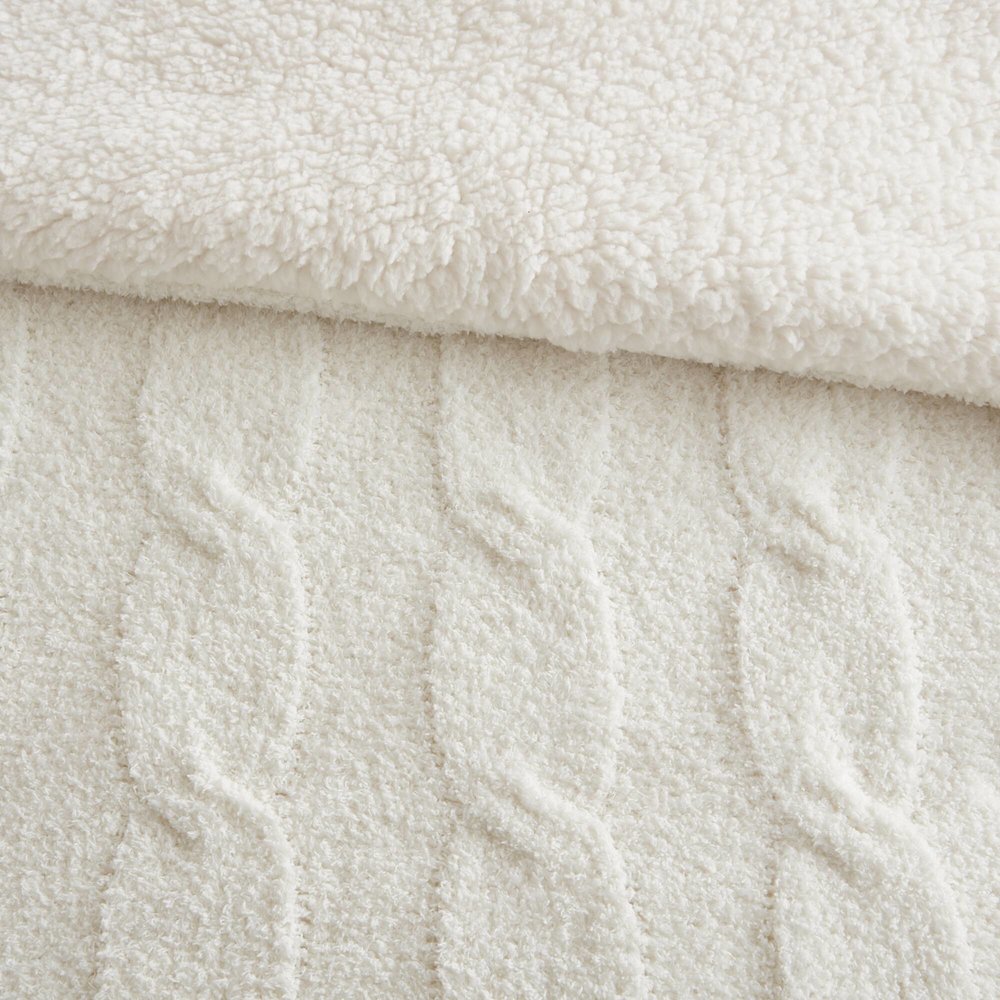 Riordan Cable Knit Chenille Comforter Set, Ivory color