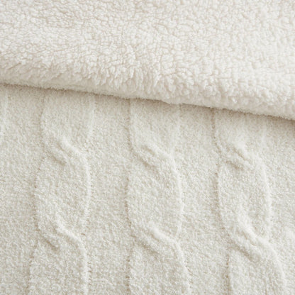 Riordan Cable Knit Chenille Comforter Set, Ivory color