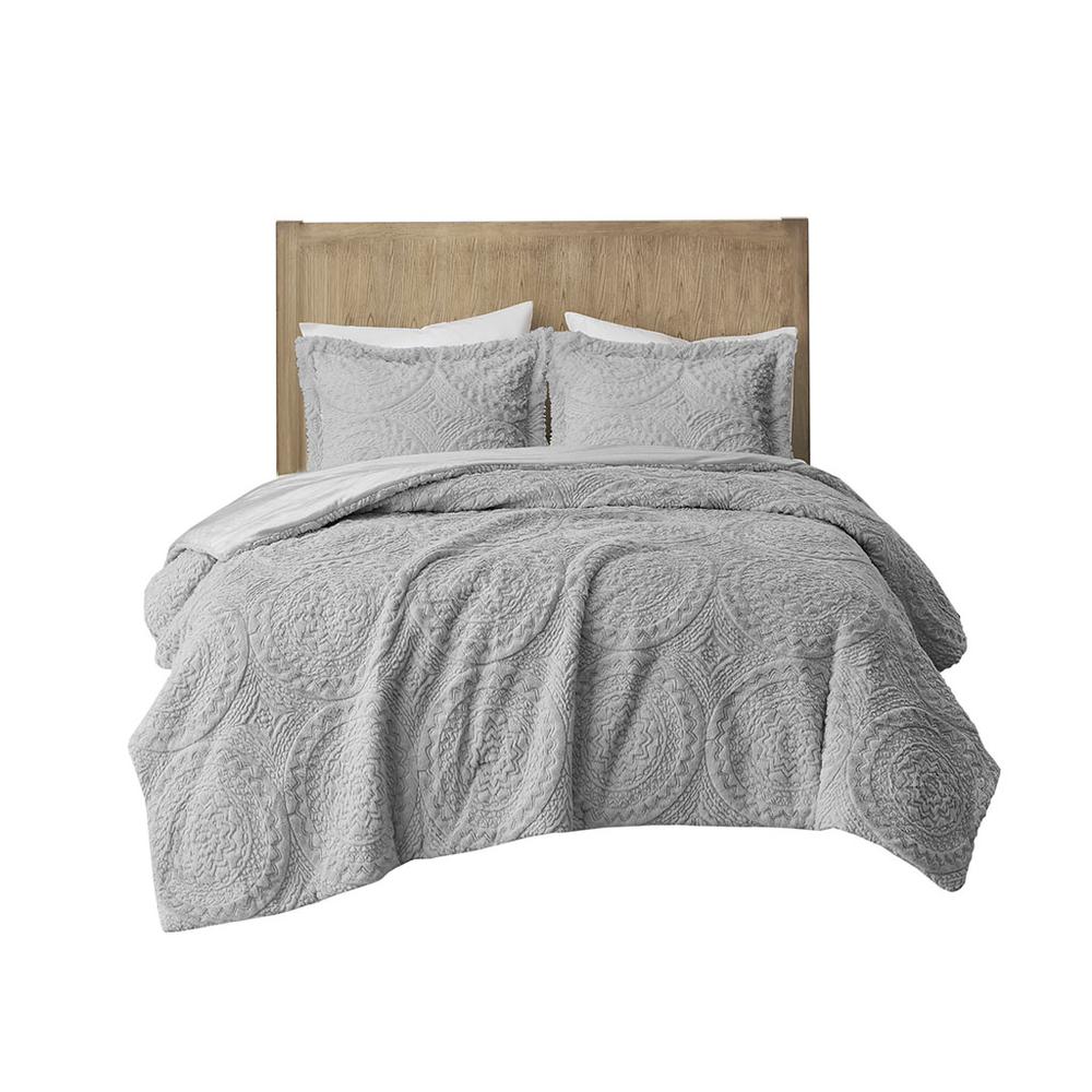 Embroidered Medallion Faux Fur Ultra Plush Comforter Mini Set