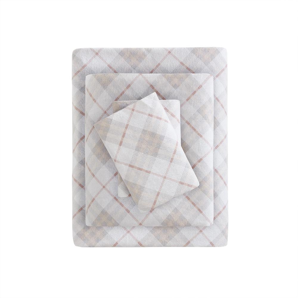 Cozy Flannel Printed Sheet Set, Pink Plaid color