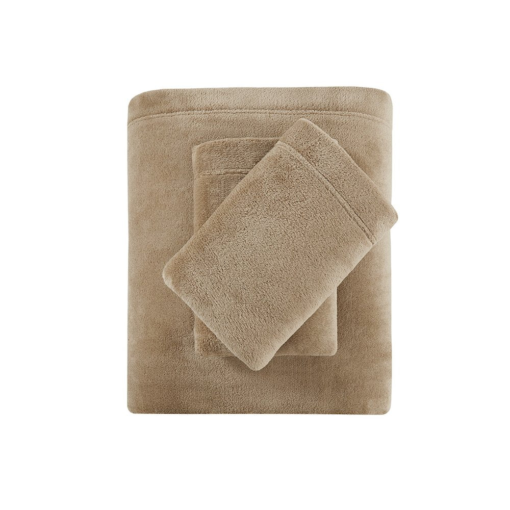 Soloft Plush Micro Plush Sheet Set in Taupe