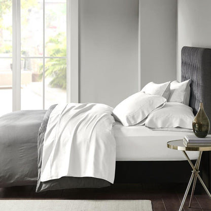 800 Thread Count Cotton Blend Sateen Sheet Set, White color