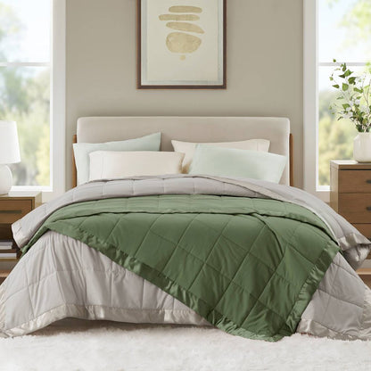 Lightweight Down Alternative Blanket with Satin Trim