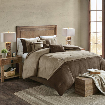 7 Piece Faux Suede Comforter Set