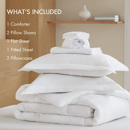 Logan Woven Striped Comforter Set, White color